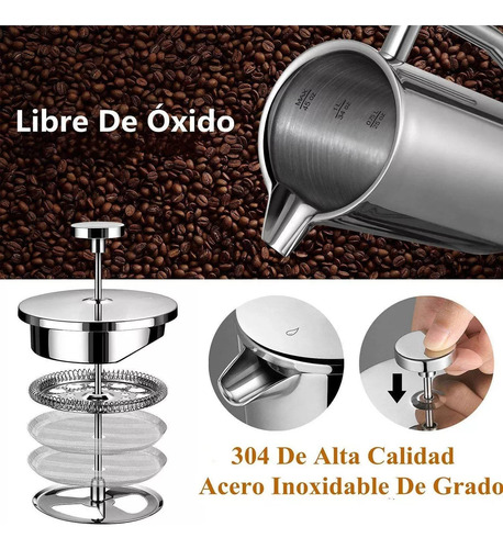 Prensa De Café Francesa De Acero Inoxidable De 800 Ml