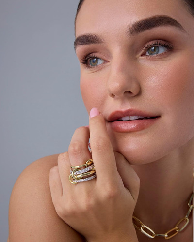 Anillos Apilables Entrelazados Chapados En Oro De 14 Quilate
