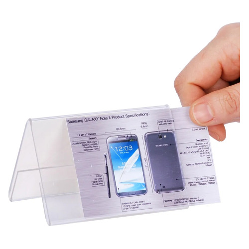 Imagen 2 de 9 de Porta Precio Bifaz Simil Acrílico A6 (105x148 Mm.) Pack X10u