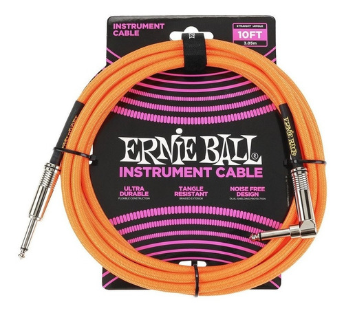 Cable Plug Ernie Ball Para Instrumentos 3 Mt 10ft Angular