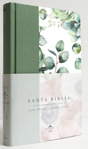 Biblia Rvr 1960 Letra G. Tapa Dura Y Tela Verde Con Flores