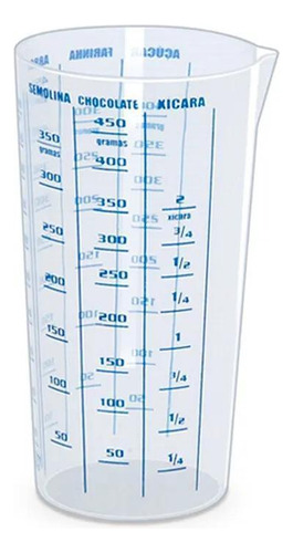Vaso medidor graduado de plástico, capacidad 500 ml, color transparente