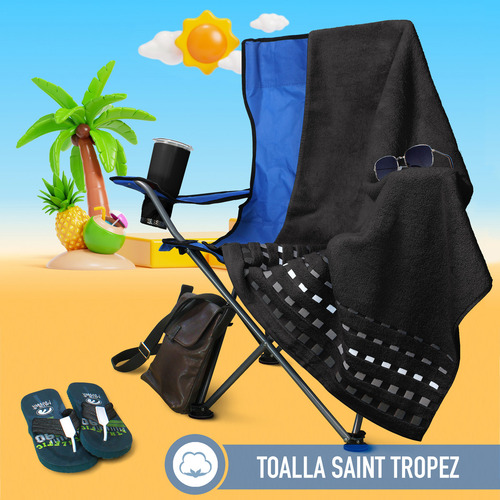 Toalla Zantelo La Perla Baño Completo Alberca 100% Algodón Egipcio Suave Color Negro Liso