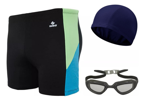 Short Natacion Hombre + Gorra + Antiparras Combo Masculino