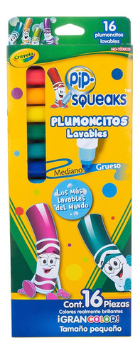  Marcador Lavable Crayola Pip Squeaks X16 De Punta Cónica