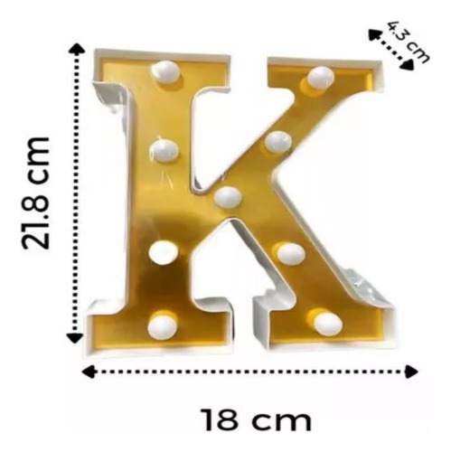 Letras Y Números Led 3d Luces Foco Lampara Decora Abecedario K