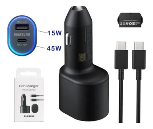 Carregador Veicular Samsung 45w Turbo Cabo Usb-c Carro S10