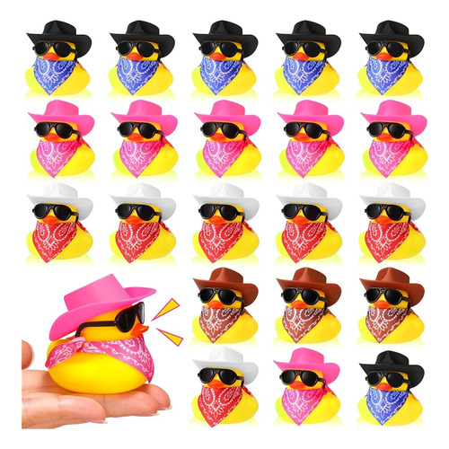 24 Set Cowboy Rubber Duck Mini Yellow Duckies Bath Party Toy