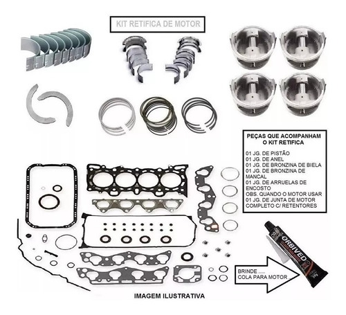 Imagem 1 de 6 de Kit Retifica Do Motor Ford Fiesta 1.6 8v 00/ Zetec Rocan Hcs