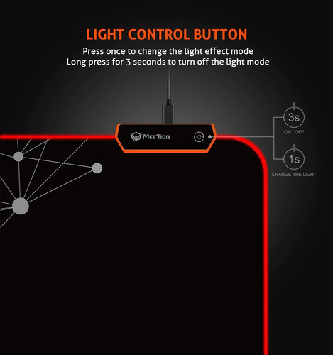 Imagen 8 de 8 de Mouse Pad Gaming Xl Retroiluminado Led Rgb Meetion Pd 121