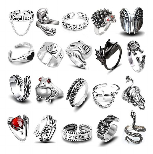 20 Anillos Vintage Para Hombre Y Mujer Anillos Ajustables