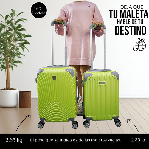 Juego Set Maletas De Viaje 10 Kilos Carry On Maletas Chicas Verde Fosfo Y02