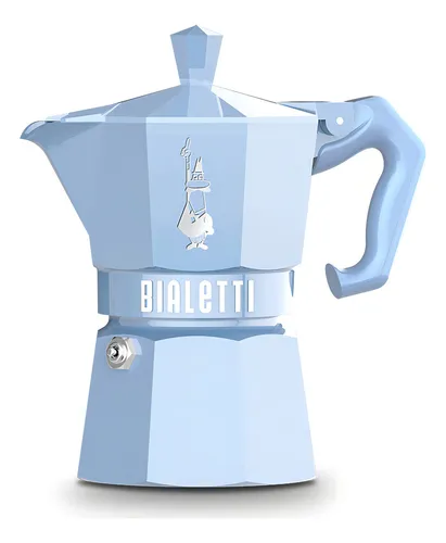 comprar Cafetera Italiana Bialetti Moka Exclusive 3 Tazas Aluminio Color Celeste