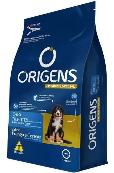 Ração Origens Frango Cereais Cães Filhotes Média/Grande 15kg