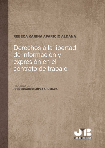 Derechos a la libertad de información y expresión en el contrato de trabajo, de Rebeca Karina Aparicio Aldana. Editorial J.M. Bosch Editor, tapa blanda en español, 2020