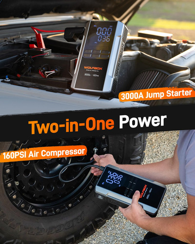 Wolfbox Arrancador 3000 A Con Compresor De Aire 160 Psi