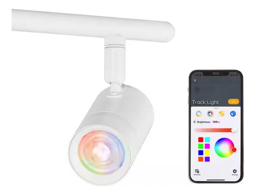 Lampara De Riel Para Techo Led Dirigible Inteligente Wifi Estructura Blanco