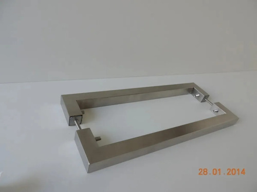 Imagem 9 de 10 de Maçaneta Para Pé Porta Pise E Puxe + Puxador Duplo Fixo Aço
