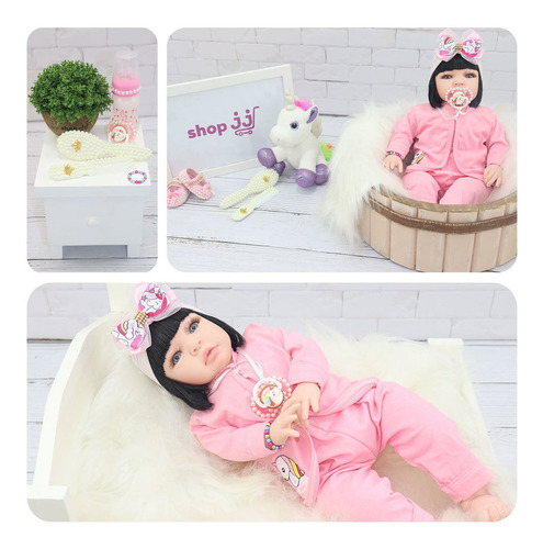 Imagem 3 de 4 de Boneca Bebê Reborn Real 18 Itens Bolsa Maternidade