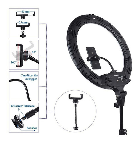 Fancier Ky-bk416 Lámpara Led Anular 45 Cms Con Trípode Y