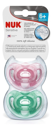 Kit 2 Chupetas Sensitive 100% Silicone 6-18 Meses T2 - Nuk