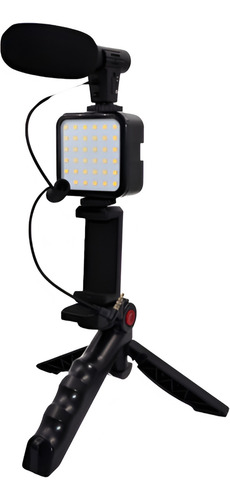 Kit Youtuber Vlog Live Tripé Celular Led Luz Com Controle