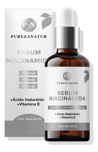 Serum Niacinamida B3 y Vitamina E y Ácido Hialurónico Suero Facial noche y día Todo tipo de piel 50ml Pureza Natur