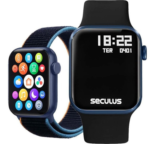 Smartwatch Plus Seculus Azul Troca Pulseira 17001mpsvel3