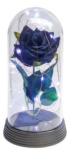 Luminária A Rosa Encantada Preta 20 Cm Base Ouro Frio