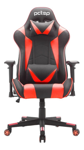 Cadeira de escritório Pctop Top 1022 gamer ergonômica  preta e vermelha com estofado de pu