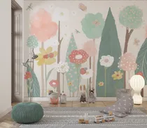 Comprar Mural Infantil Vinilo Flores Nena Jardin Dormitorio X M2