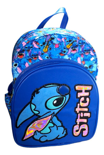 Mochila 3d Stitch Escolar Backpack Color Azul Marino Diseño De La Tela Liso