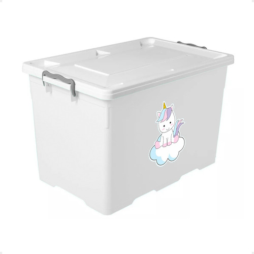 Caja Organizadora De Juguetes Con Ruedas Unicornio 75 Litros