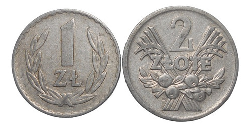 Polonia Lote Monedas De 1 Zloty 1975 +  2 Zlote 1974 - Xf+