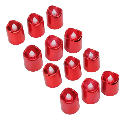 Lámpara De Vela Led Roja De 12 Piezas, Luz Cálida, Electróni