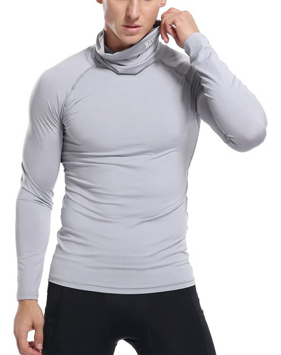 Camisa Compresion Manga Larga Cuello Alto Para Hombre