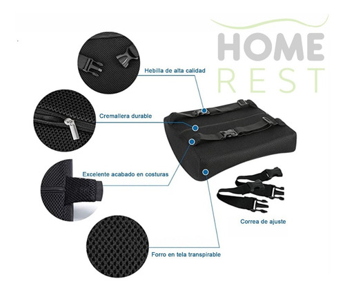 Imagen 5 de 6 de Cojin Soporte Lumbar Y Cojin Coxis Silla Oficina Carro