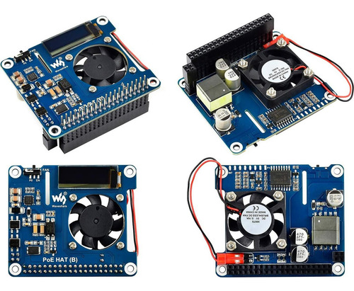 Poe Hat (b) Waveshare Para Raspberry Pi 4b/3b+, 0.91 Oled