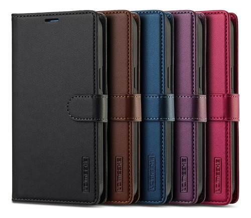 Funda Tipo Cartera De Piel Perforada Extraíble 2 En 1 Para I