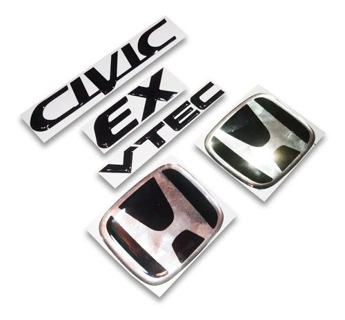 Kit De Emblemas Honda Civic Ex En Alto Relieve Resinado.