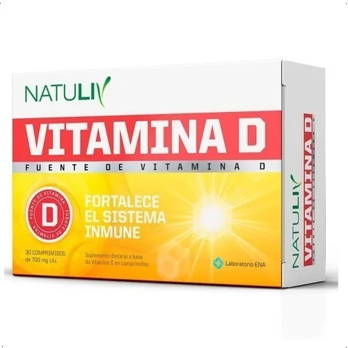 Imagen 1 de 2 de Suplemento En Comprimidos Natuliv Vitamina D Sabor Neutro En Caja