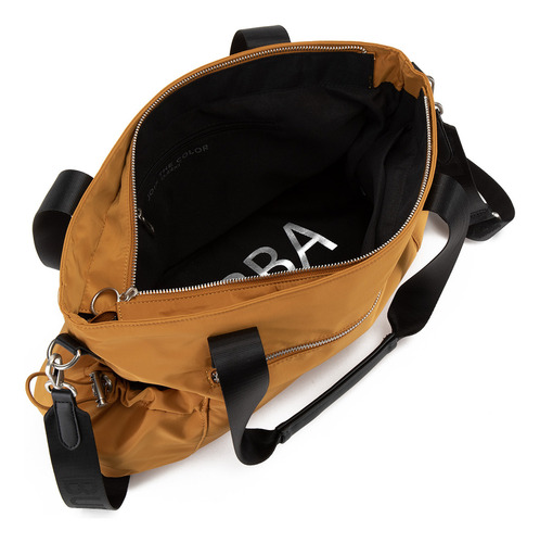Bolsa Tote Charlotte Bubba Bags Amplia Casual Unisex Mostaza Color Mustard Correa De Hombro Negro Diseño De La Tela Lisa