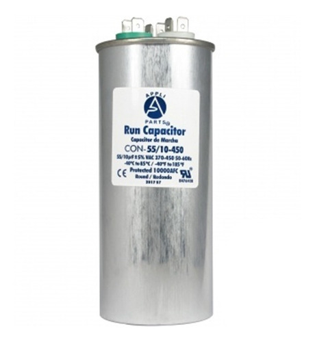 Capacitor Trabajo Aire Acondicionado 55+10 Uf Mfd 370-450vac