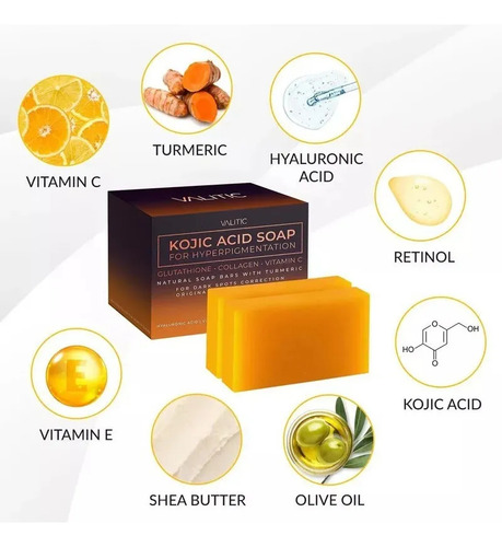 65 G* 4 Piezas Jabón De Ácido Kójico Blanqueador De Cúrcuma