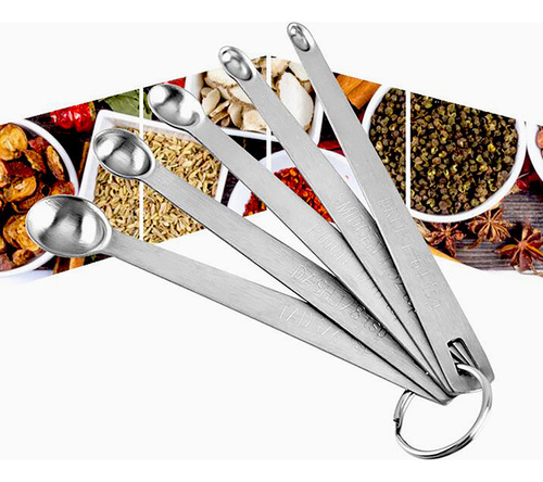 Juego De Pequeñas Cucharas Medidoras De Acero Inoxidable, 5