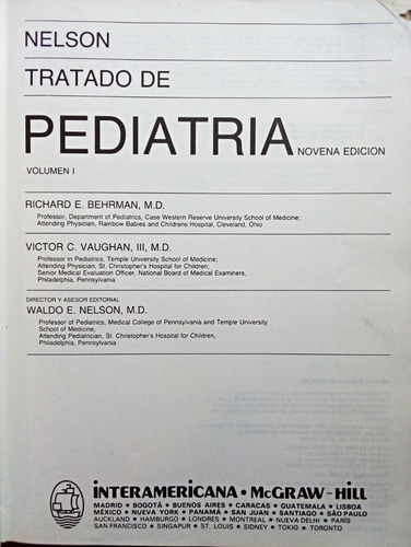 Nelson Tratado De Pediatría 9ª Edición Volumen 1 (Usado)