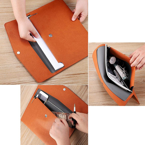Carpeta A4 De Piel Y1pu Con Soporte Para Documentos, Imperme
