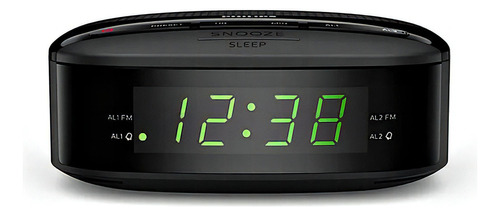 Reloj de escritorio compacto Philips, alarma y radio Fm Bivolt, color negro, 110 V/220 V