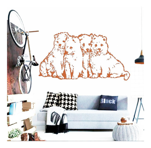 Vinilo Adhesivo Pared Decorativo De Perro Samoyedo 47x90cms