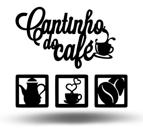 Painel Decorativo Cantinho Do Café Com Quadros Mdf Aplique